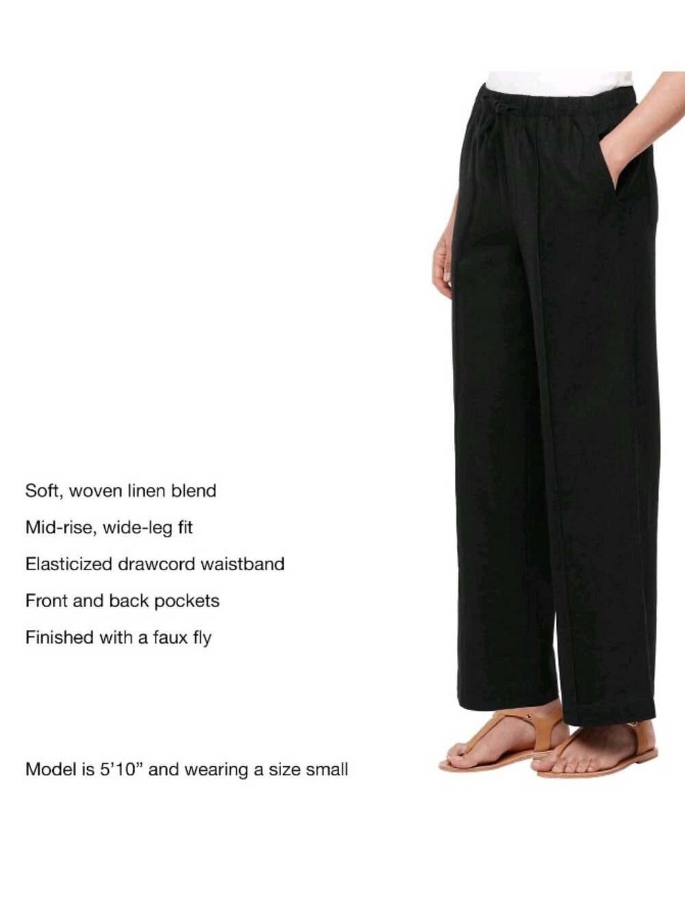 GAP LINEN BLEND PULL ON PANTS BLACK NEW WITH TAGS